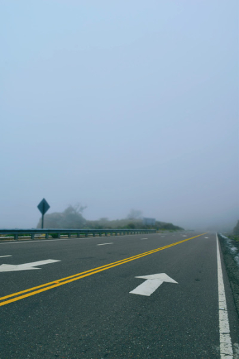Asphalt Road Covered With Fog Asphalt Road Covered With Fog