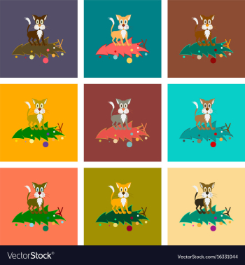 Assembly flat christmas tree cat vector image Assembly flat christmas tree cat vector image