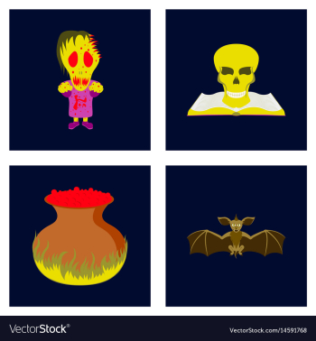 Assembly flat halloween monster book vector image