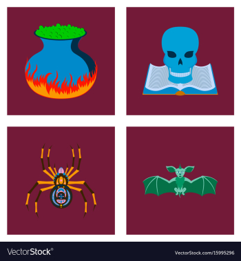 Assembly flat halloween spider book vector image