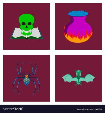 Assembly flat halloween spider book vector image