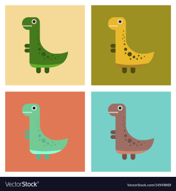 Assembly flat icons cartoon dinosaur vector image Assembly flat icons cartoon dinosaur vector image