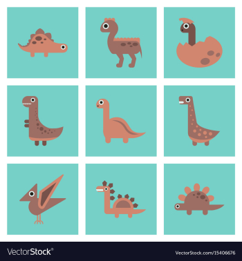 Assembly flat icons cartoon dinosaur vector image Assembly flat icons cartoon dinosaur vector image