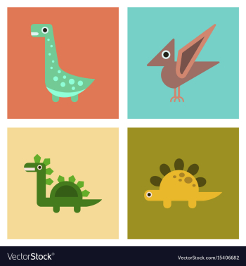Assembly flat icons cartoon dinosaur vector image Assembly flat icons cartoon dinosaur vector image