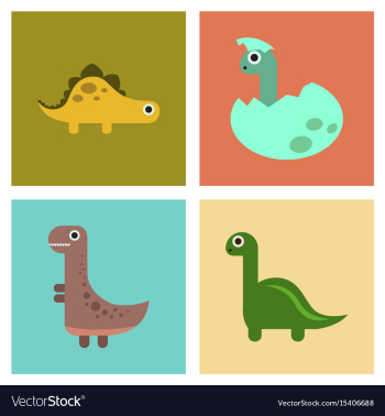 Assembly flat icons cartoon dinosaur vector image Assembly flat icons cartoon dinosaur vector image
