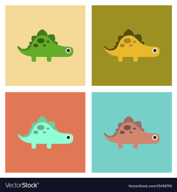 Assembly flat icons cartoon dinosaur vector image Assembly flat icons cartoon dinosaur vector image
