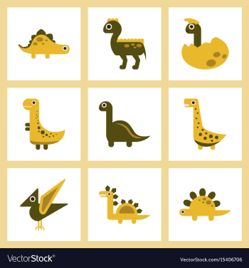 Assembly flat icons cartoon dinosaur vector image Assembly flat icons cartoon dinosaur vector image