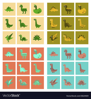 Assembly flat icons cartoon dinosaur vector image Assembly flat icons cartoon dinosaur vector image
