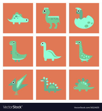 Assembly flat icons cartoon dinosaur vector image Assembly flat icons cartoon dinosaur vector image