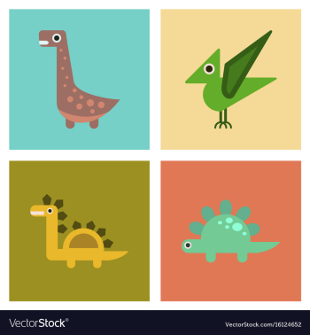 Assembly flat icons cartoon dinosaur vector image Assembly flat icons cartoon dinosaur vector image