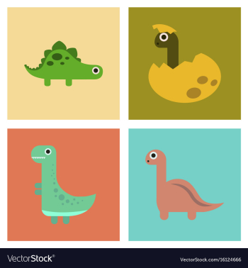 Assembly flat icons cartoon dinosaur vector image Assembly flat icons cartoon dinosaur vector image