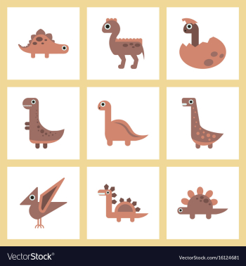 Assembly flat icons cartoon dinosaur vector image Assembly flat icons cartoon dinosaur vector image
