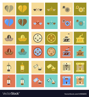 Assembly flat icons coffee cup coffee maker vector image Assembly flat icons coffee cup coffee maker vector image