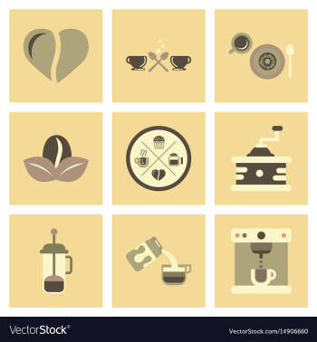 Assembly flat icons coffee cup coffee maker vector image Assembly flat icons coffee cup coffee maker vector image