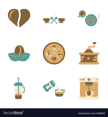 Assembly flat icons coffee cup coffee maker vector image Assembly flat icons coffee cup coffee maker vector image