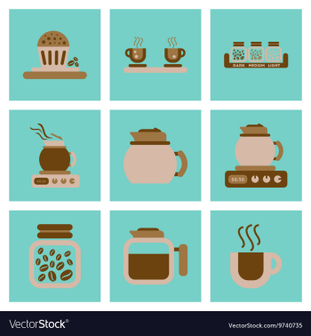 Assembly flat icons coffee cup Coffee Maker vector image Assembly flat icons coffee cup Coffee Maker vector image