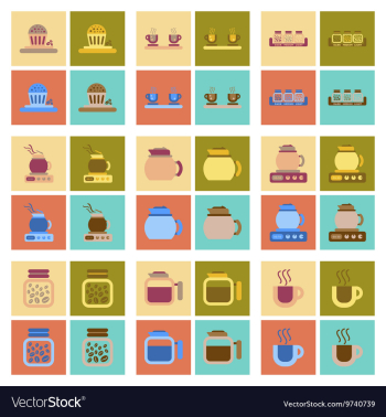 Assembly flat icons coffee cup Coffee Maker vector image Assembly flat icons coffee cup Coffee Maker vector image