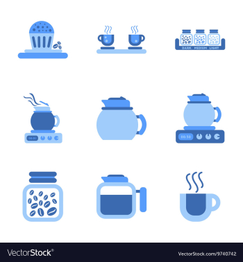Assembly flat icons coffee cup Coffee Maker vector image Assembly flat icons coffee cup Coffee Maker vector image