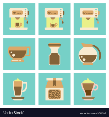 Assembly flat icons coffee cup Coffee Maker vector image Assembly flat icons coffee cup Coffee Maker vector image