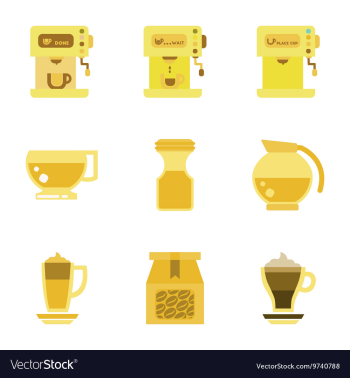Assembly flat icons coffee cup Coffee Maker vector image Assembly flat icons coffee cup Coffee Maker vector image