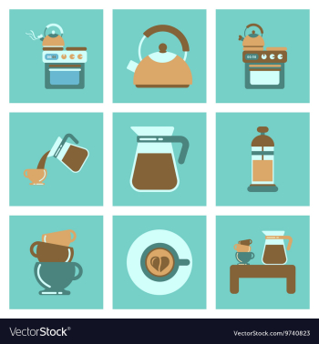 Assembly flat icons coffee cup Coffee Maker vector image Assembly flat icons coffee cup Coffee Maker vector image