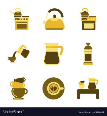 Assembly flat icons coffee cup Coffee Maker vector image Assembly flat icons coffee cup Coffee Maker vector image