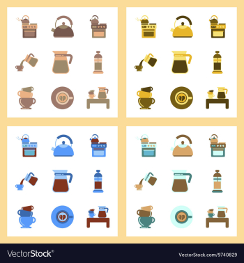 Assembly flat icons coffee cup Coffee Maker vector image Assembly flat icons coffee cup Coffee Maker vector image