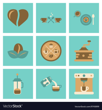 Assembly flat icons coffee cup Coffee Maker vector image Assembly flat icons coffee cup Coffee Maker vector image