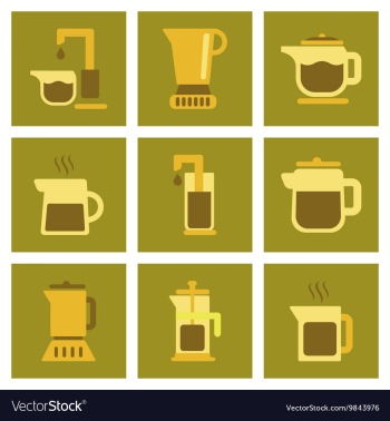 Assembly flat icons coffee machine maker vector image Assembly flat icons coffee machine maker vector image