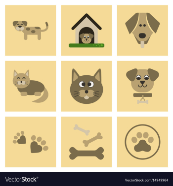 Assembly flat icons dog cats pets vector image Assembly flat icons dog cats pets vector image