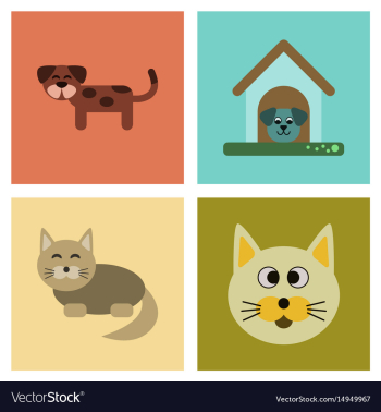 Assembly flat icons dog cats pets vector image Assembly flat icons dog cats pets vector image