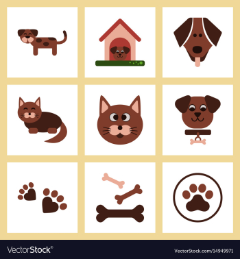 Assembly flat icons dog cats pets vector image Assembly flat icons dog cats pets vector image