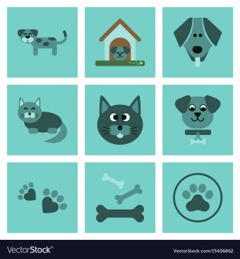 Assembly flat icons dog cats pets vector image Assembly flat icons dog cats pets vector image