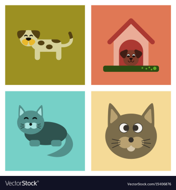Assembly flat icons dog cats pets vector image Assembly flat icons dog cats pets vector image