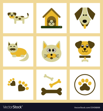 Assembly flat icons dog cats pets vector image Assembly flat icons dog cats pets vector image