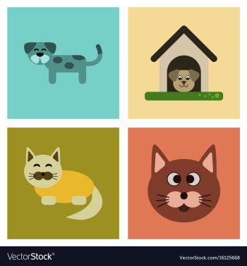 Assembly flat icons dog cats pets vector image Assembly flat icons dog cats pets vector image
