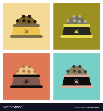 Assembly flat icons dog food bowl vector image Assembly flat icons dog food bowl vector image