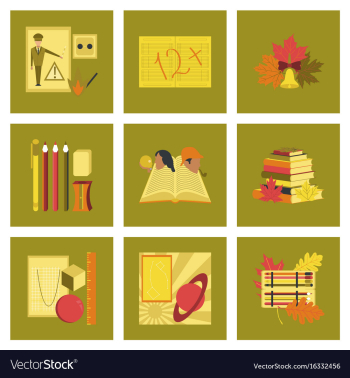 Assembly flat icons education school lessons vector image Assembly flat icons education school lessons vector image
