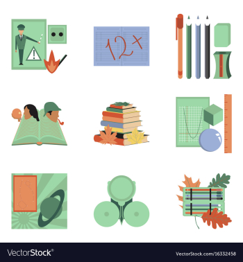 Assembly flat icons education school lessons vector image Assembly flat icons education school lessons vector image