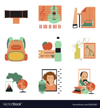 Assembly flat icons education school lessons vector image Assembly flat icons education school lessons vector image