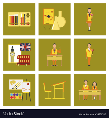 Assembly flat icons education school lessons vector image Assembly flat icons education school lessons vector image