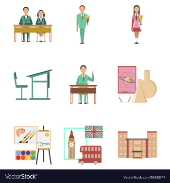 Assembly flat icons education school lessons vector image Assembly flat icons education school lessons vector image