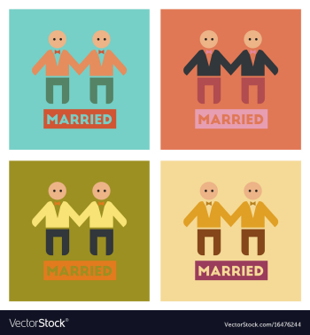 Assembly flat icons gay newlyweds vector image Assembly flat icons gay newlyweds vector image