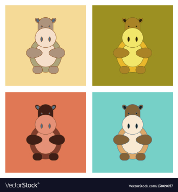 Assembly flat icons kids toy hippo vector image Assembly flat icons kids toy hippo vector image