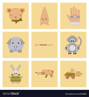Assembly flat icons Kids toys vector image Assembly flat icons Kids toys vector image