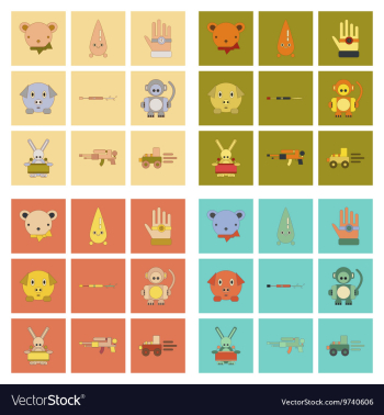 Assembly flat icons Kids toys vector image Assembly flat icons Kids toys vector image