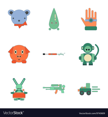 Assembly flat icons Kids toys vector image Assembly flat icons Kids toys vector image