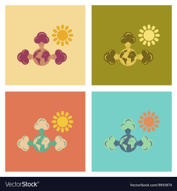Assembly flat icons nature earth greenhouse effect vector image Assembly flat icons nature earth greenhouse effect vector image