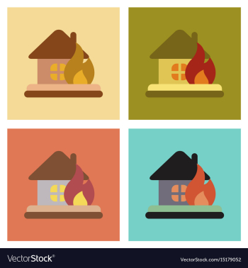 Assembly flat icons nature fire house vector image Assembly flat icons nature fire house vector image