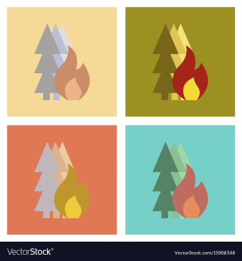 Assembly flat icons nature forest fire vector image Assembly flat icons nature forest fire vector image